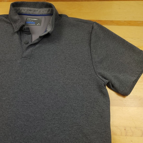 TWILLORY Men Charcoal Gray Athleisure  Polo Shirt Size L Casual Lux Golf - Picture 4 of 10